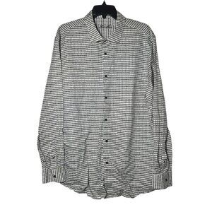 Tasso Elba Mens Houndstooth Long Sleeve Dress Shirt Size XXL Wedding Church